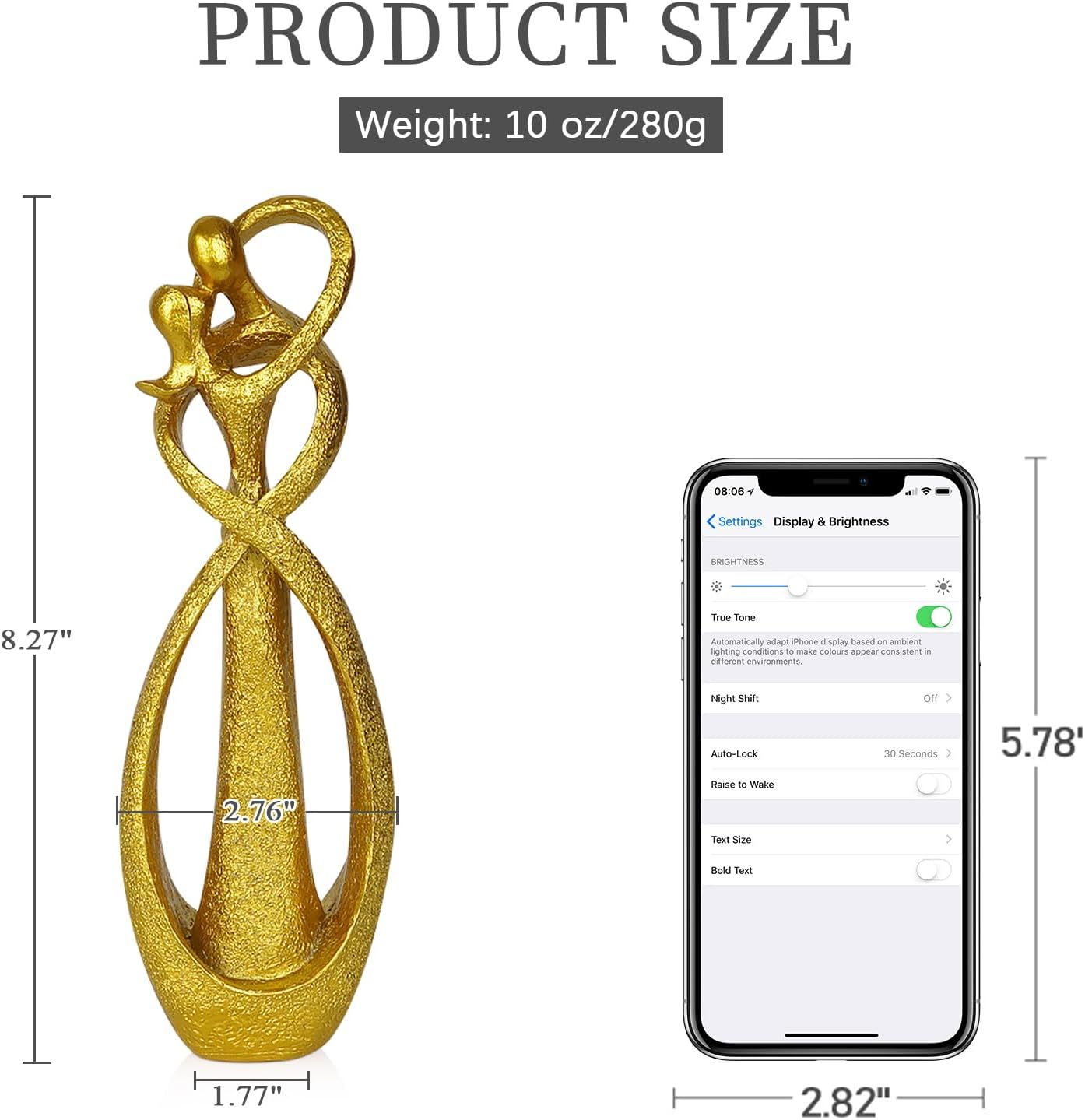 Trycooling Kissing Lovers Statue Abstract Sculpture Resin Statues for Home Decor Modern Home Office Desktop Shelf Bookshelf Decor (Gold)