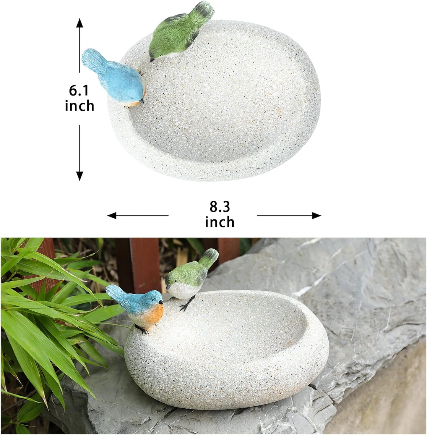 MUMTOP Bird Baths for Outdoors, Antique Outdoor Garden Bird Bath Resin Birdbath Bowl with Cute Birds Ornament for Outside Yard Table Decor