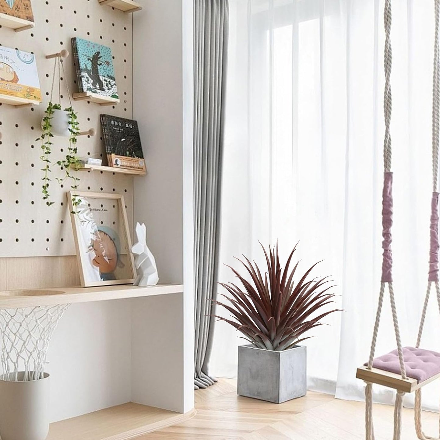 momoplant 2 Pcs Artificial Aloe Vera Plants 27 Inch Red Fake Succulents Faux Agave Plant Potted for Indoor Outdoor Home Office Decor