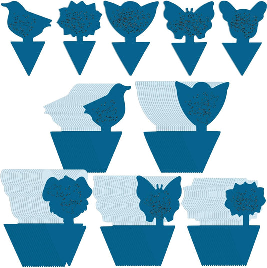Qualirey 200 Sheets Fruit Fly Sticky Traps for Fruit Fly Gnat Trap for House Indoors Sticky Traps Catcher for Gnats Fungus Gnats Mosquito Catcher for Kitchen Outdoor Plants(Blue)
