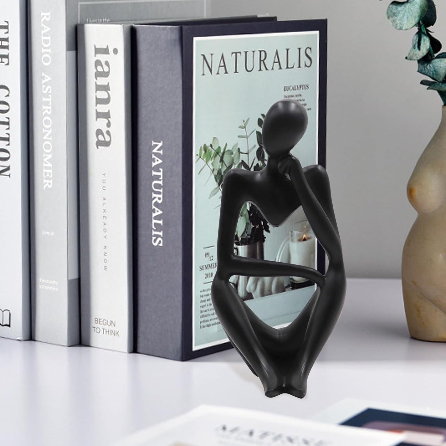 Thinker Statues and Sculptures, Resin Black Thinker Statue Ornaments, Abstract Style Sculptures, Housewarming Gifts, Housewarming Decorations, Living Room Dining Desk Decorations