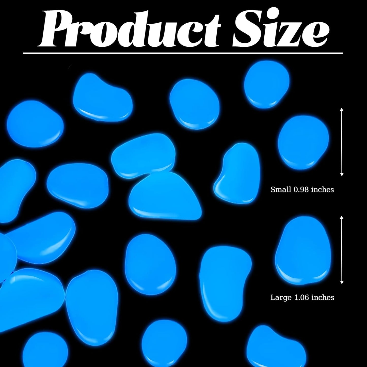 1.4LB 25-27mm Blue Glow in The Dark Pebbles Fish Tank Rocks Outdoor Glowing Rocks Luminous Stones for Walkway Pathway Backyard Glow in The Dark Rocks for Garden