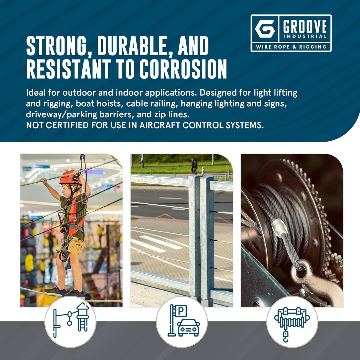 1/4’’ 7x19 Hot Dip Galvanized Aircraft Cable – Steel Wire Rope - 1500 Feet