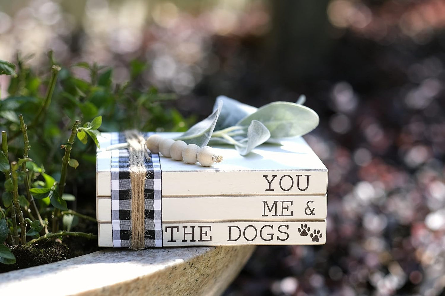 Lavender Inspired - You Me and the Dogs Dog Sign, 3 Stacked Books