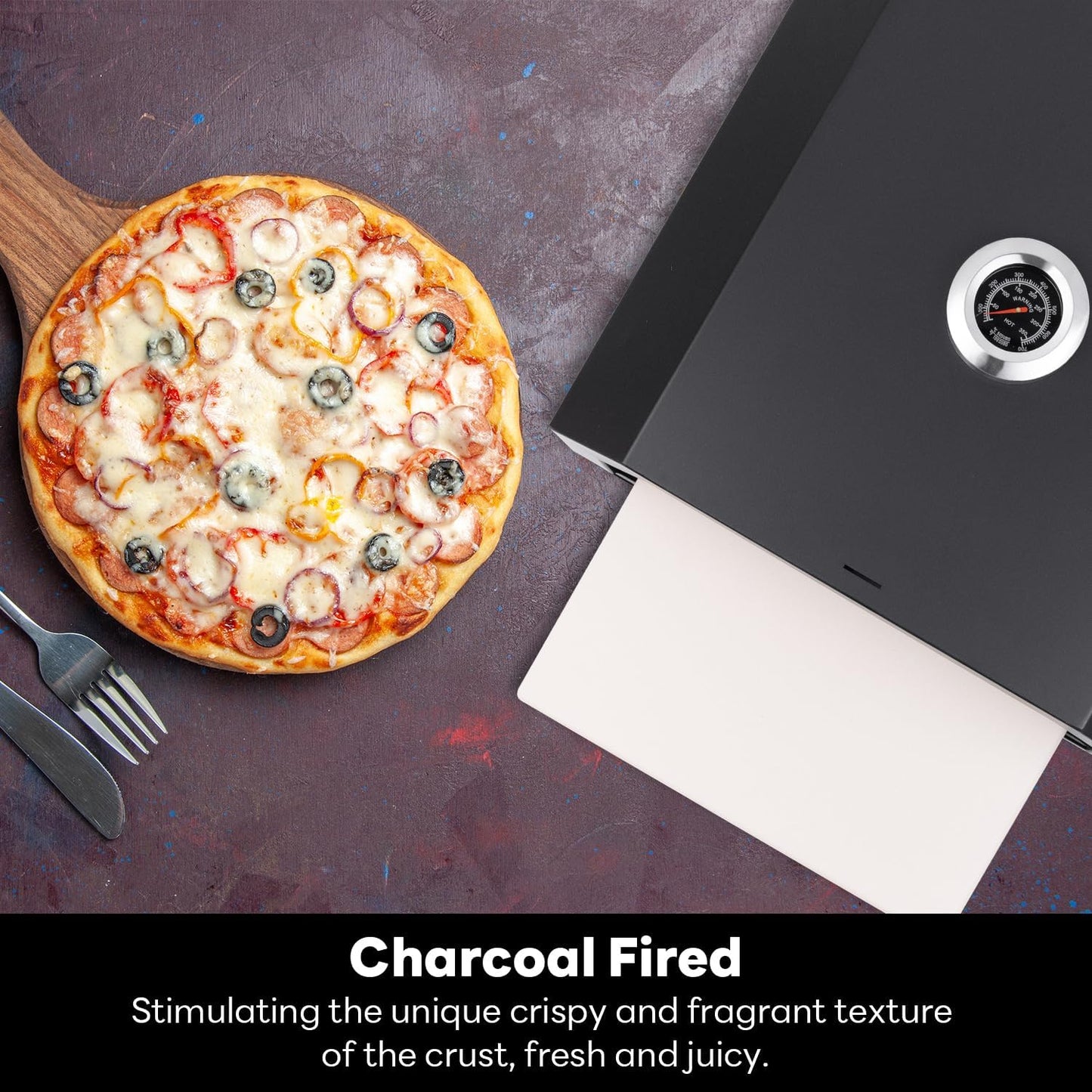 Ayiusedeza Outdoor pizza oven, a convenient pizza oven with a handle for grilling, suitable for use in courtyards and gatherings (pizza)