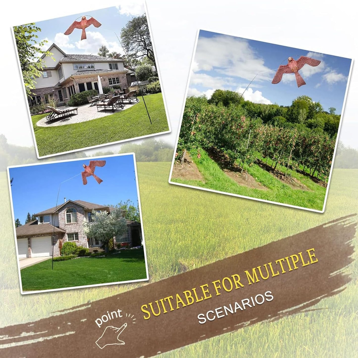 Bird Hawk Flying Kite Without Pole for Crops Farm Protector Bird Scarer Flying Kites -Style A Kite Without Pole