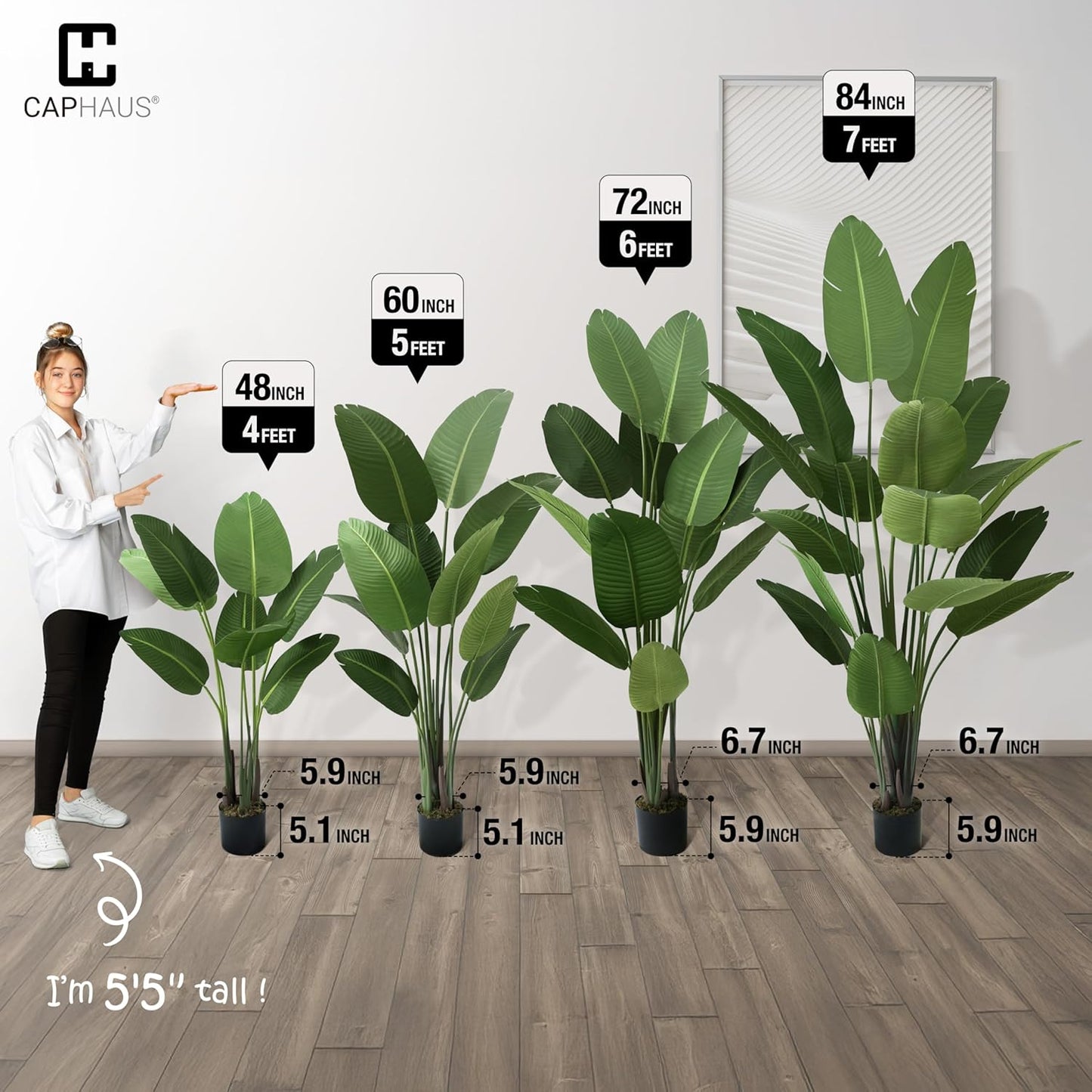 CAPHAUS 6 Feet Artificial Bird of Paradise, 72 Inch with 13 Trunks, Premium UV Resistant Lifelike Fake Plant in Pot with Dried Moss for Office, Indoor/Outdoor Use & Tropical Home Décor