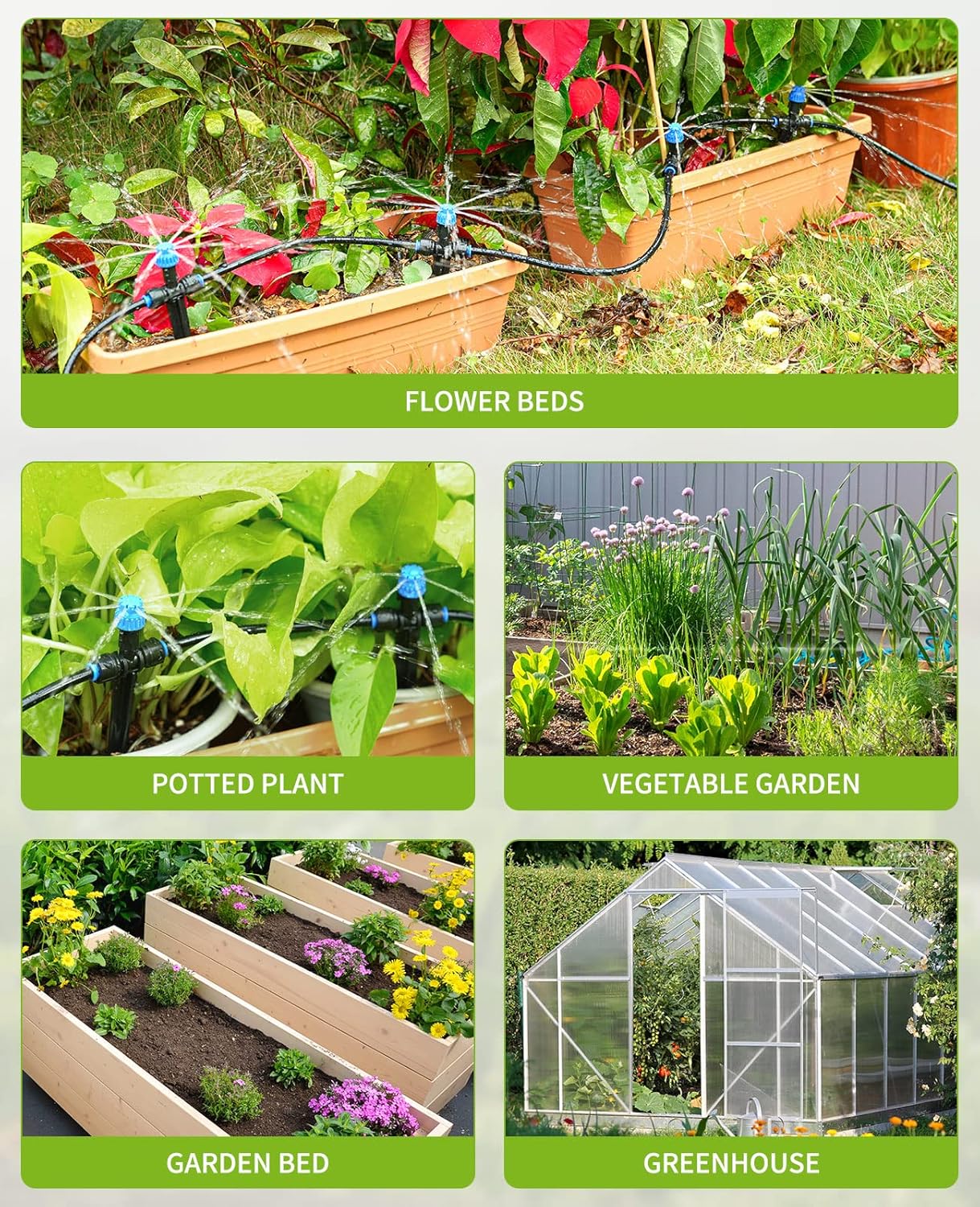 HIRALIY 50FT Garden Watering System, Drip Irrigation Kits for Plants, New Quick Connector, Blank Distribution Tubing, Saving Water Automatic Irrigation Equipment for Patio Lawn