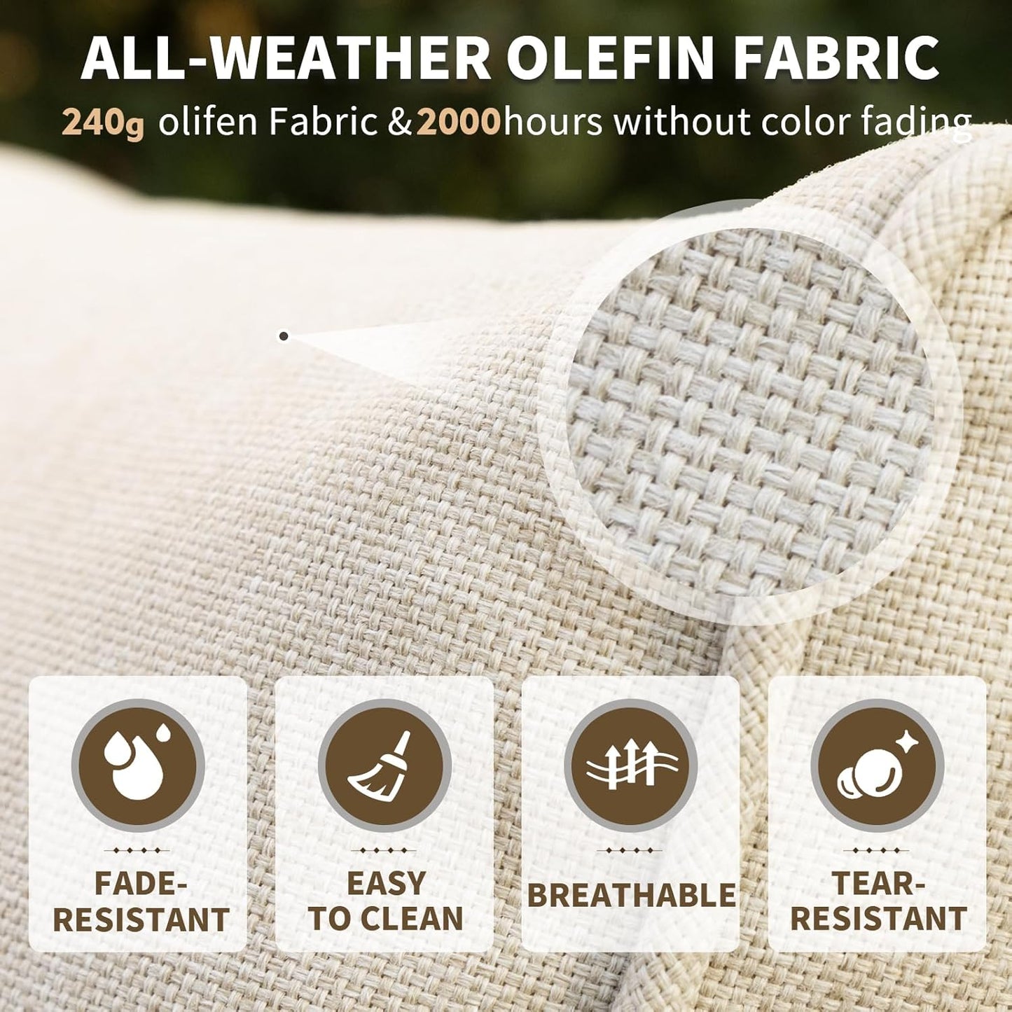 6 Piece Outdoor Patio Furniture Set, Half-Moon Curved Sectional Set with Wood Armrests, Patio Conversation Set, Tempered Glass Coffee & Side Tables (Brown)