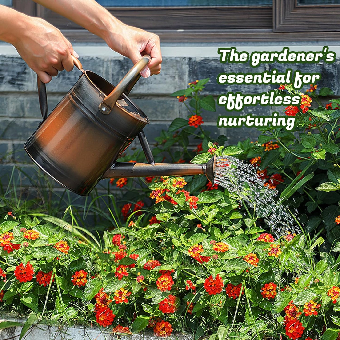 1 Gallon Watering Can for Plants, Watering Cans for Indoor&Outdoor Gardening, Galvanized Steel Watering Pot with Removable Spout, Metal Water Can with Ergonomic Movable Handle(Copper)