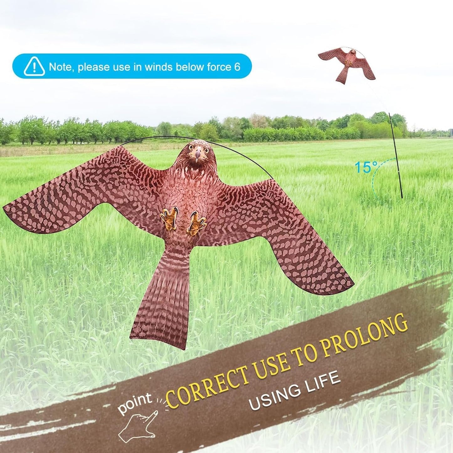 Bird Hawk Flying Kite Without Pole for Crops Farm Protector Bird Scarer Flying Kites -Style A Kite Without Pole