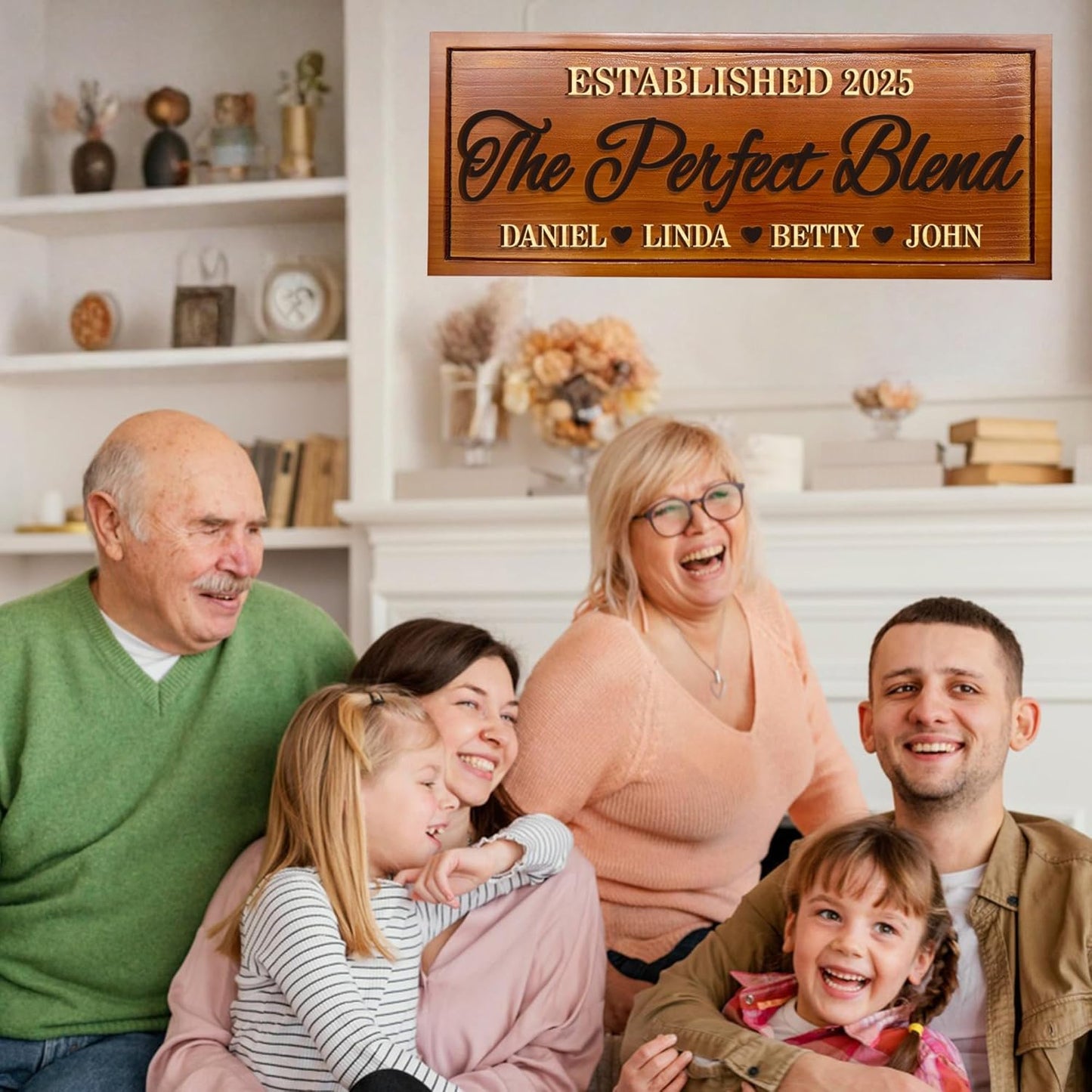 The Perfect Blend Sign Personalized Blended Family Name 3D Wood Sign Custom Names Wooden Sign