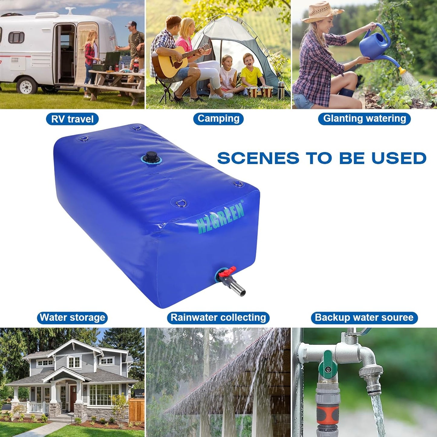 Water Bladder 400L/100G Water Tank Storage Container Foldable Portable Large Capacity Soft Bag Suitable for Outdoor Easy to Carry Out