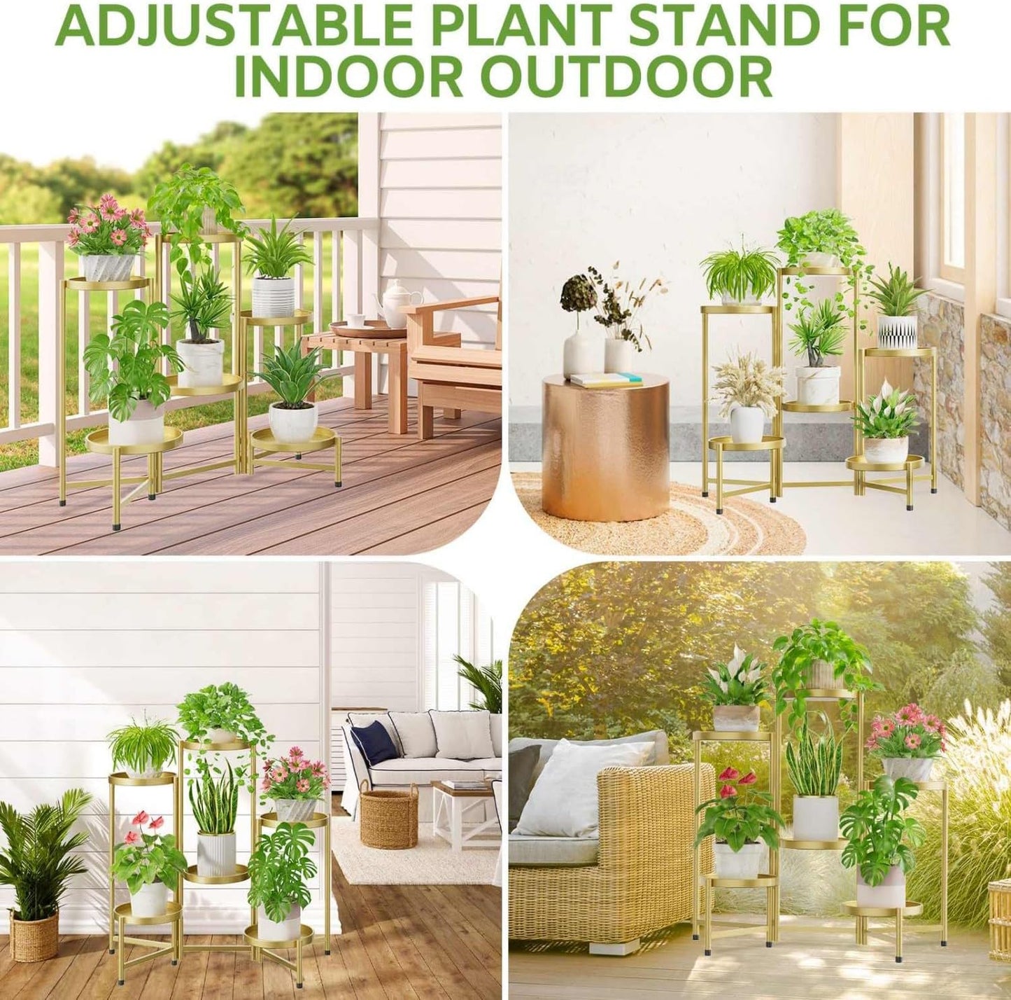 iDavosic.ly 6 Tier Large Plant Stand Indoor, 10 Inch Wide Tall Corner Metal Plant Stands Outdoor for Multiple Plants, Folding Tiered Flower Display Holder Rack Shelf, Gold