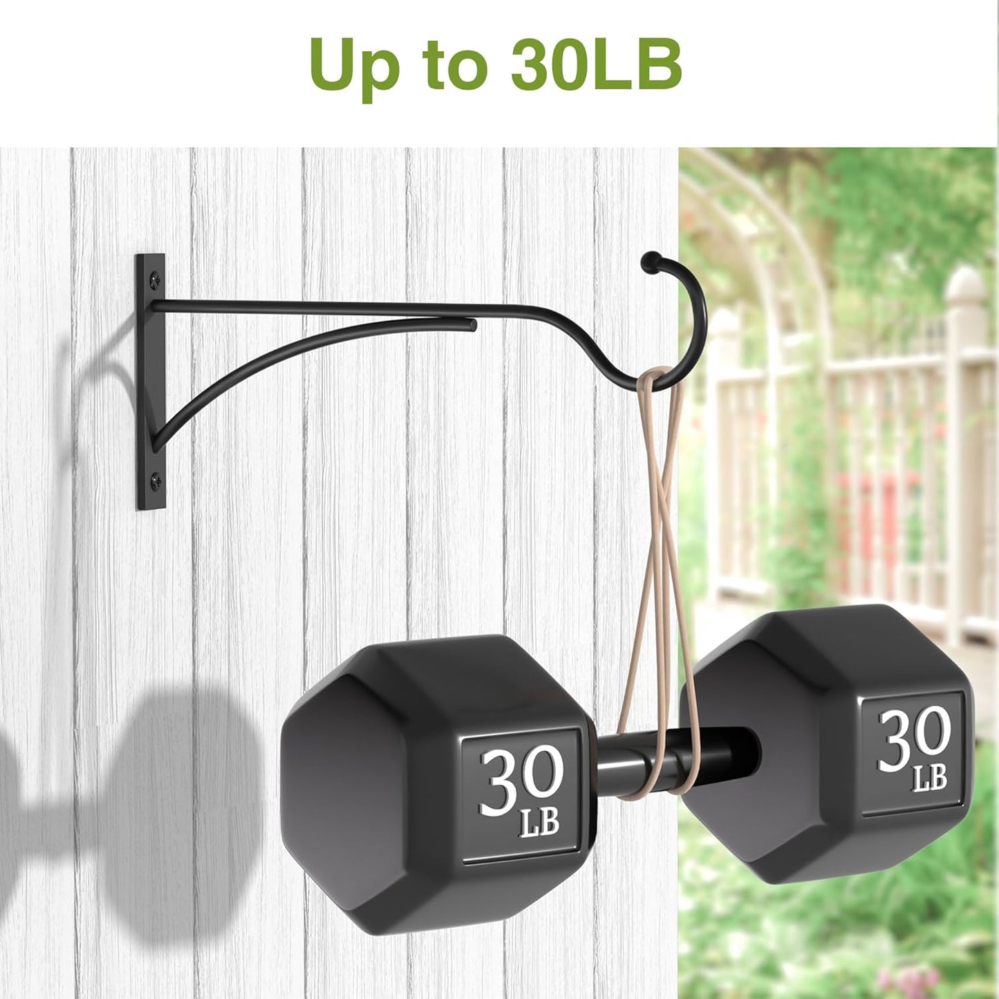 Outdoor Plant Hanging Hooks for Wall: 11 Inch Black Metal Bracket for Hanging Baskets, Bird Feeders, Wind Chimes, Flower Baskets, Yoga Mat, Lanterns. 1 Pack