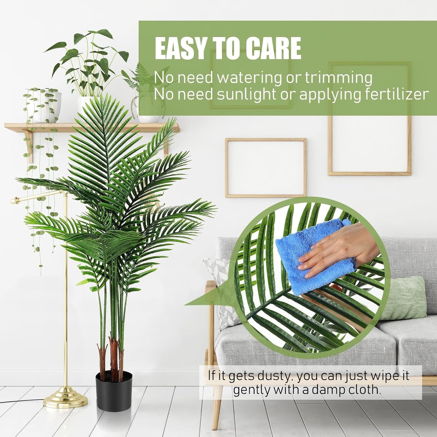 Jexine 2 Pack Artificial Palm Trees 5Ft, Fake Plants Fake Trees Artificial Areca Palm Plants for Outdoor Indoor Faux Palm Tree in Pot for Pool Home Decor Office Housewarming Gift Modern Decoration