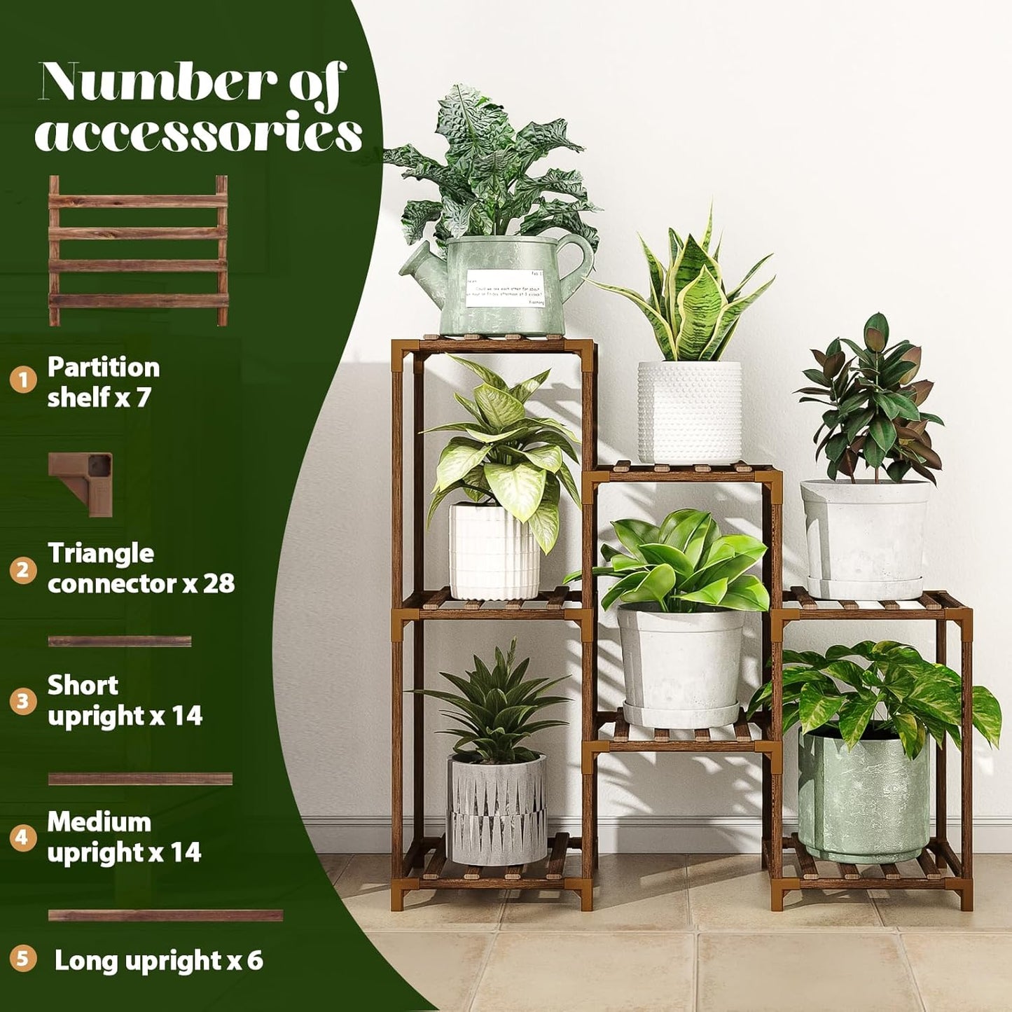 Plant Stand Indoor Outdoor Wood Plant Shelf for Multiple Plants Corner Plant Rack Window Flower Stand for Garden Patio