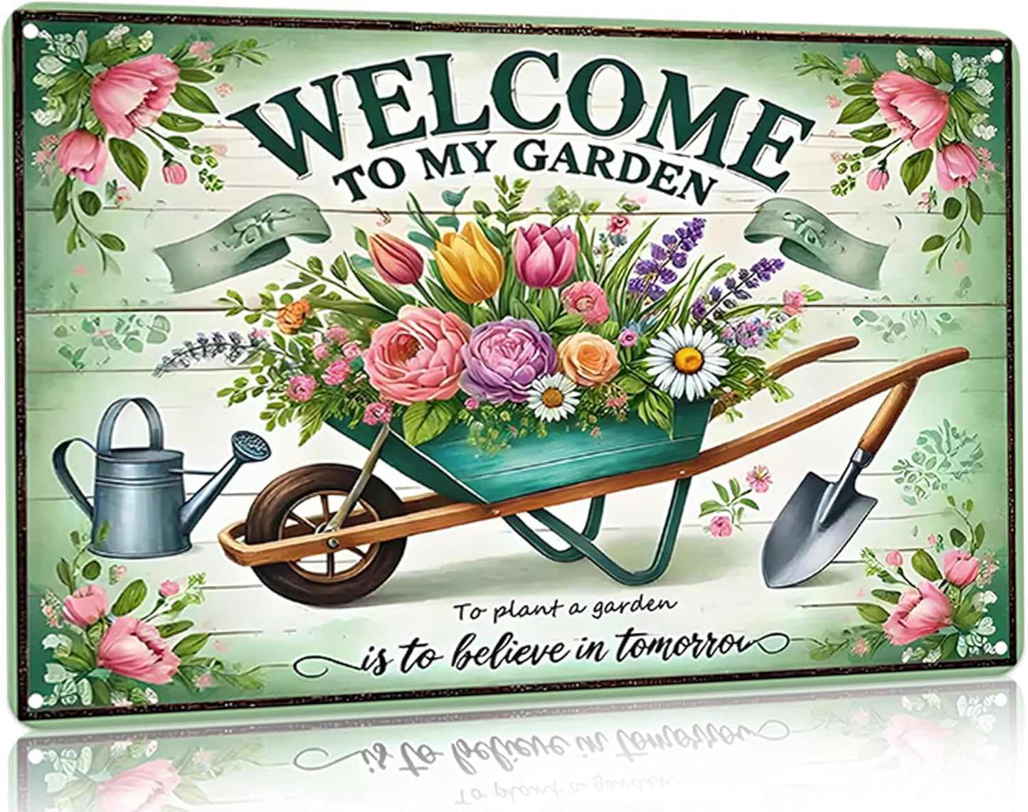 Bestylez Gardening Gifts Vintage Gardening Signs Welcome to My Garden Tin Sign for Home Garden Greenhouse Living Room Bedroom Yard Cottage Outdoor Decor 8X12 Inch (3357)