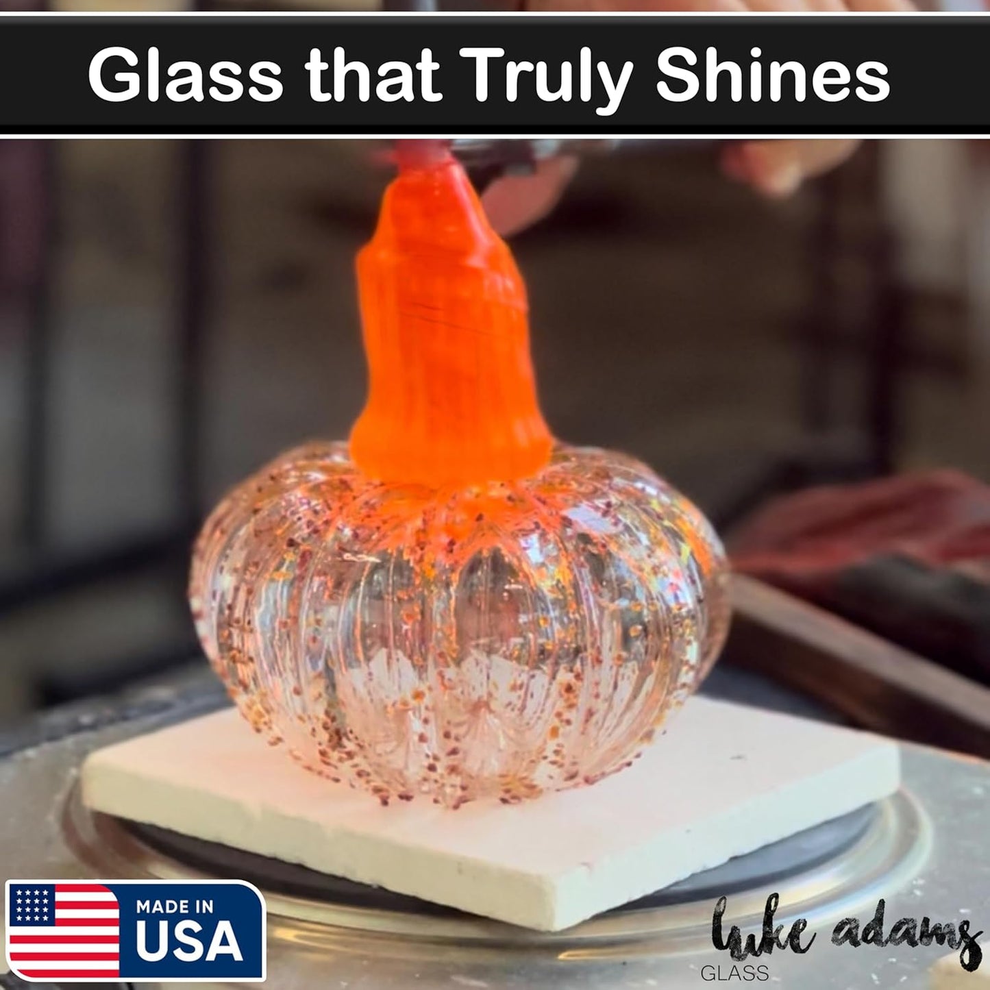 Luke Adams Glass Handmade Glass Pumpkins Handmade Table Top Home Decor (Squat, Halloweenie)