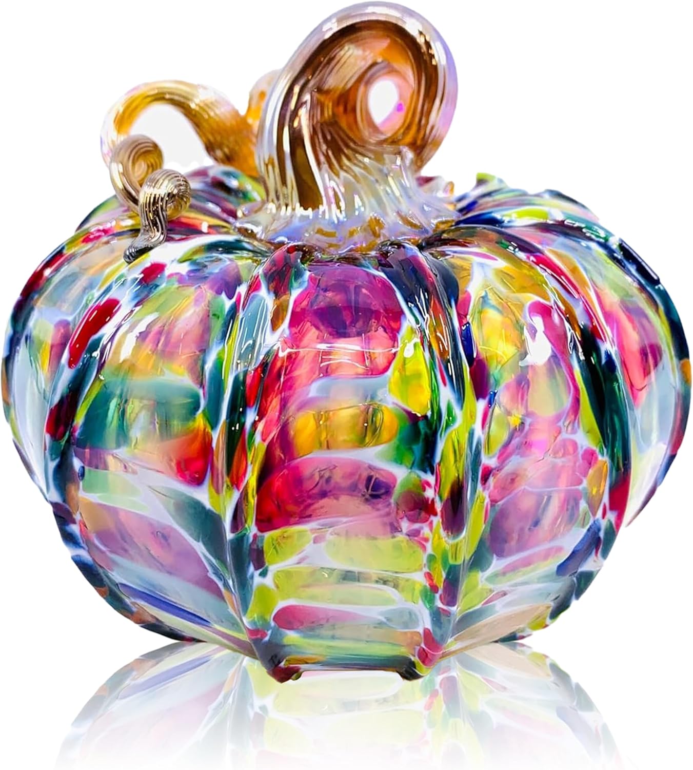 Luke Adams Glass | Handmade Glass Pumpkins | Handmade Table Top Home Decor (Squat, Jewel)