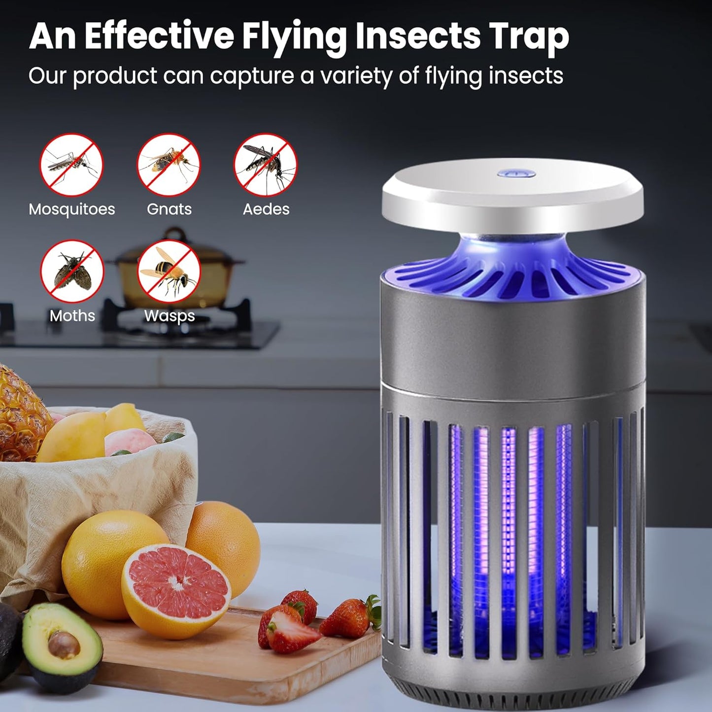 Pest Sniper Indoor Insect Trap,Attracts and Zaps Mosquitos, Gnats, Moths, Fruit Flies，2 in 1 Bug Zapper with Suction and Electric Grid