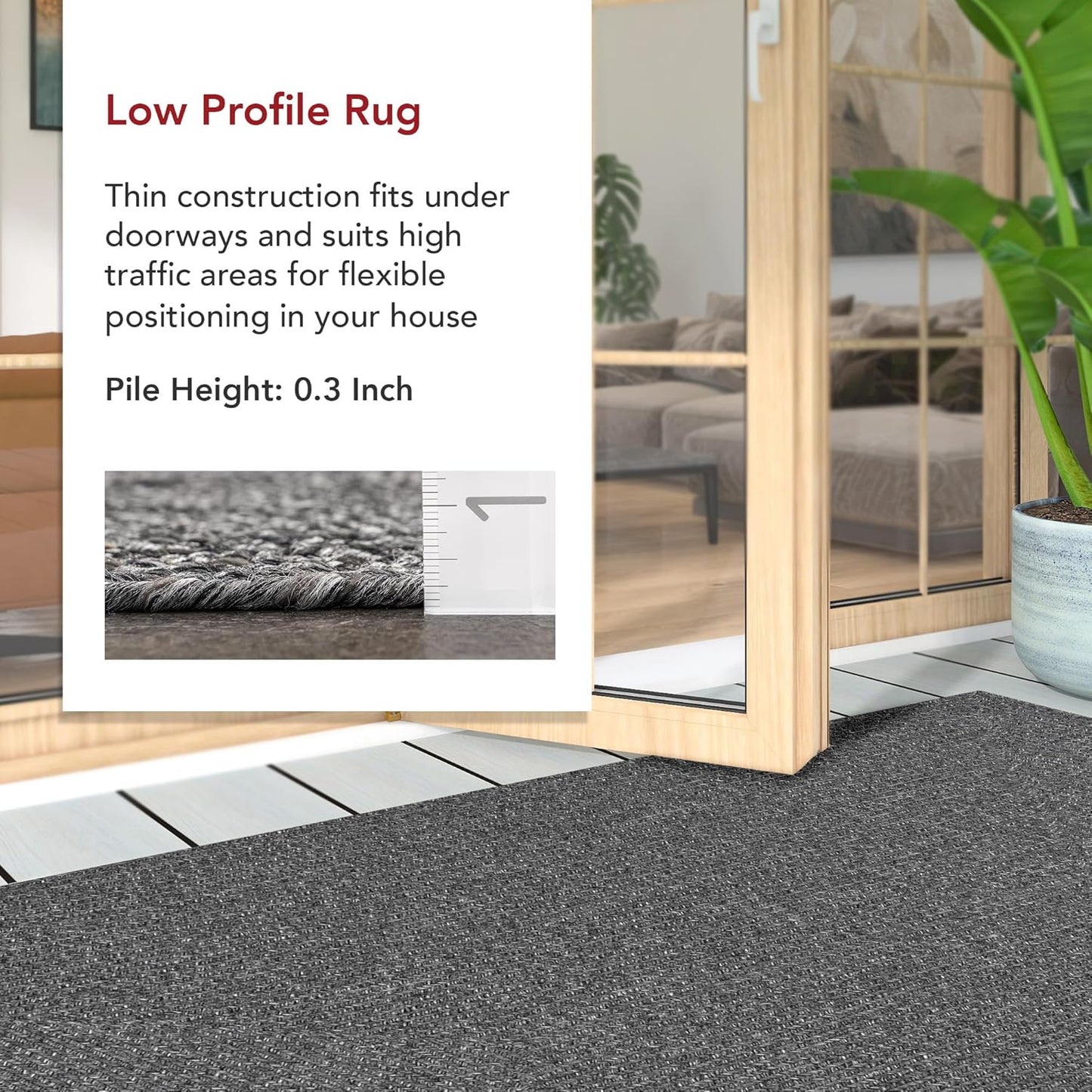 nuLOOM 5' x 8' Solid Hand Braided Indoor/Outdoor Area Rug, Pet-Friendly, High Traffic, Weather Resistant, for Patio, Balcony, Bedroom, Living Room, Dining Room, Wynn Charcoal