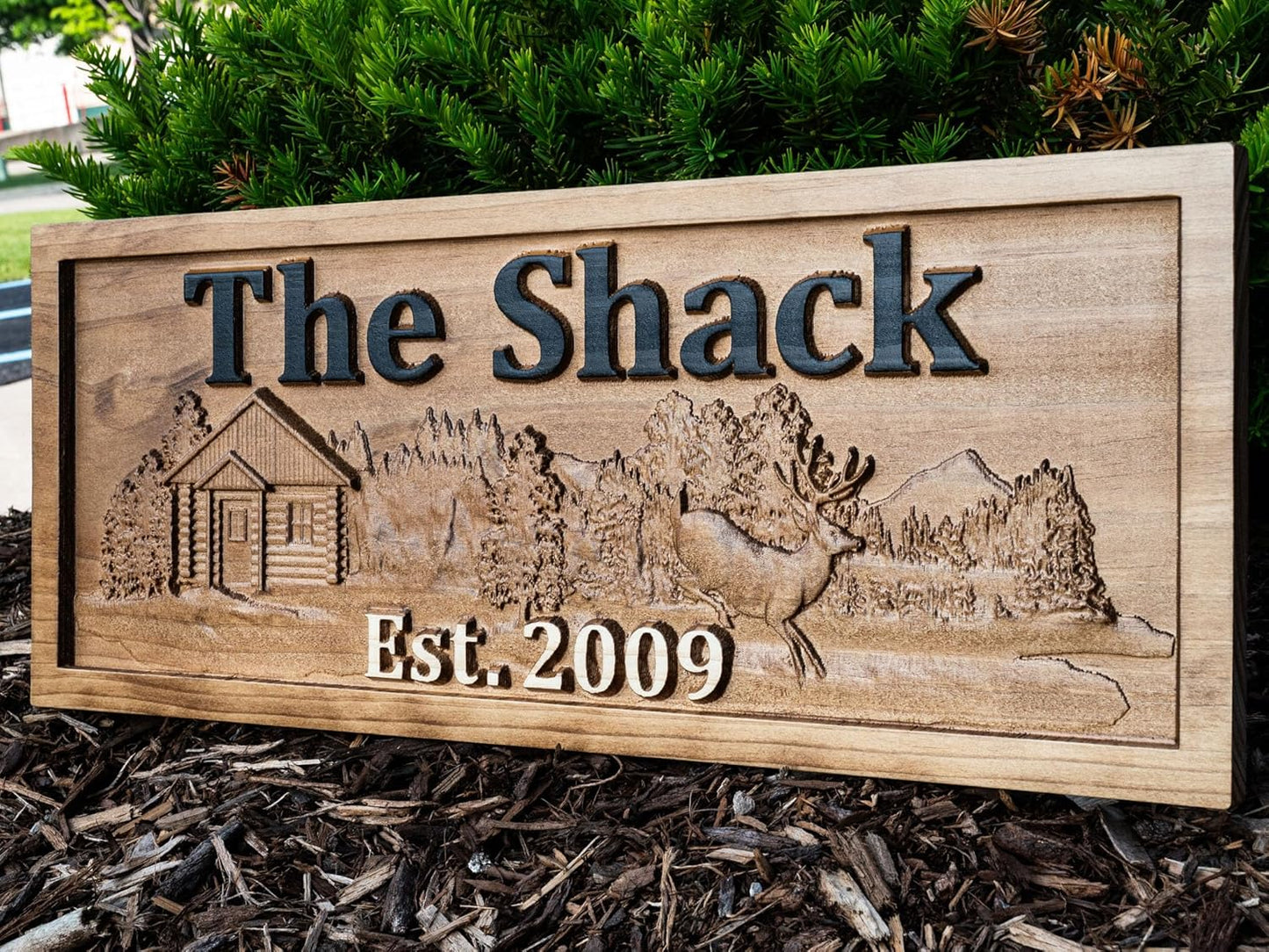 Personalized Cabin Sign | Custom Wood | Rustic Cabin Decor | Personalized Man Cave | Established Gift | Camper & Lake House Sign | Cottage Plaque | Wooden Wall Décor | Deer Home