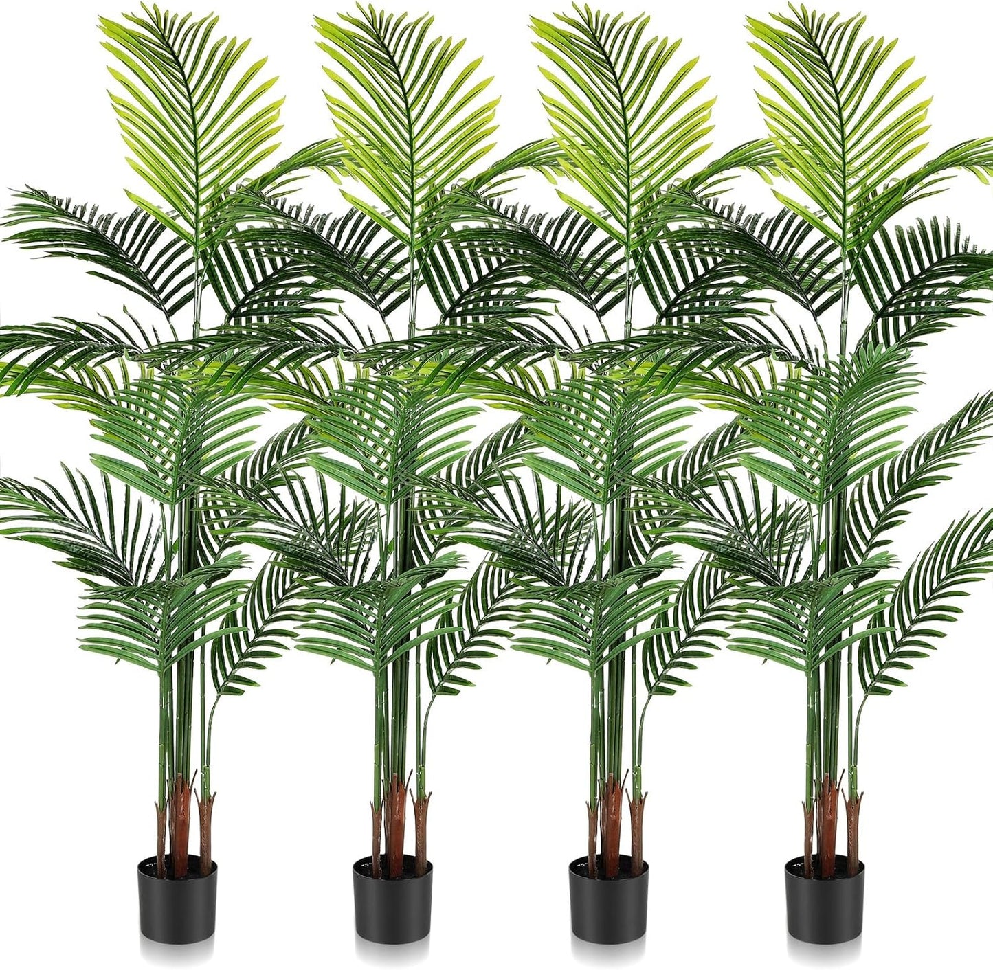 Jexine 4 Pack Artificial Palm Trees 6Ft, Fake Plants Fake Trees Artificial Areca Palm Plants for Outdoor Indoor Faux Tree in Pot for Pool Home Decor Office Housewarming Gift Modern Decoration