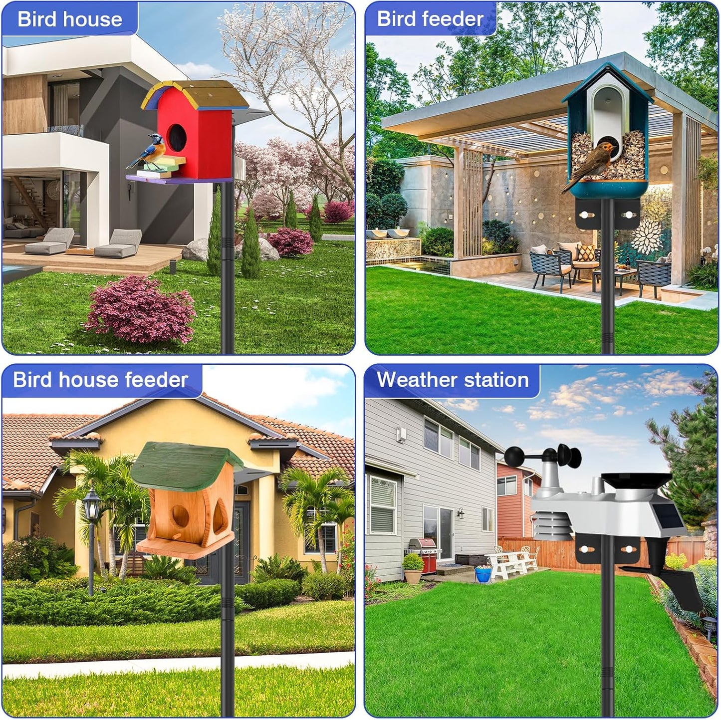 80 Inch Adjustable Bird Feeder Pole,Bird House Pole Suitable for Feeders & Birdhouse,Weather Station,Heavy-Duty Rustproof Design,Enhance Outdoor Decor & Birdwatching Experience