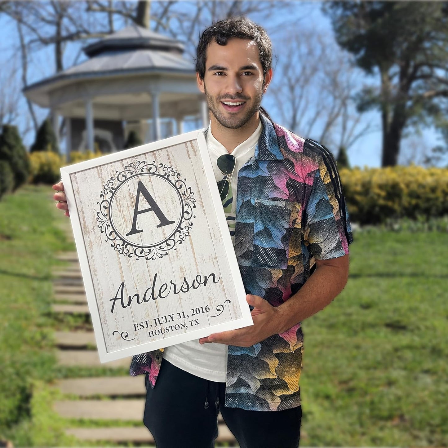 aydan's unique finds Personalized Monogram Family Name Sign - Custom Established Date Wall Art - Rustic Wooden Wedding Gift - Custom Last Name Sign for Home Decor