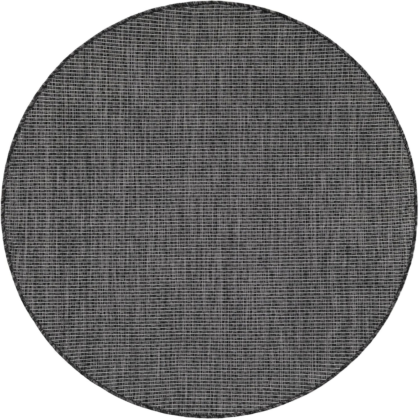 Unique Loom Outdoor Solid Collection Area Rug (4' 1" Round Black/Ivory)